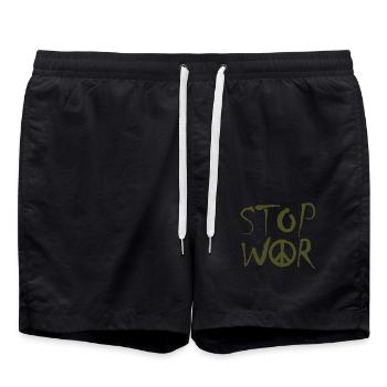 STOP WAR AVEC LE SIGNE DE PAIX Symbole de la paix – NO WAR - Short de bain - noir - Devant - AI Model Male 185 light (185cm)