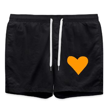 Herz orange Geschenkidee - Badeshorts - Schwarz - Vorne - AI Model Male 185 light (185cm)