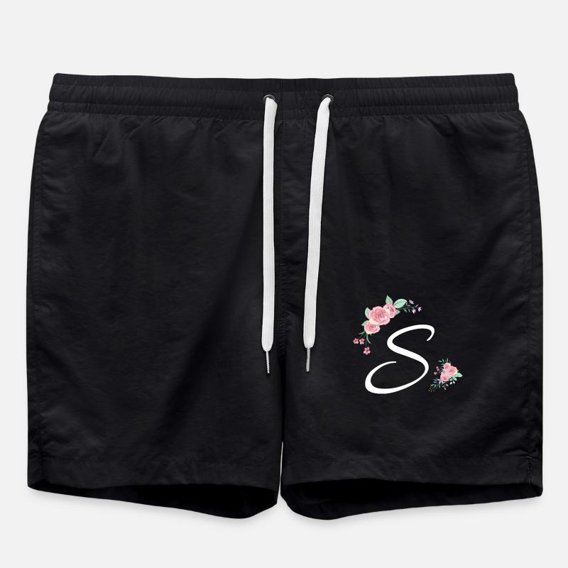 Letter s fleurs - Short de bain - noir