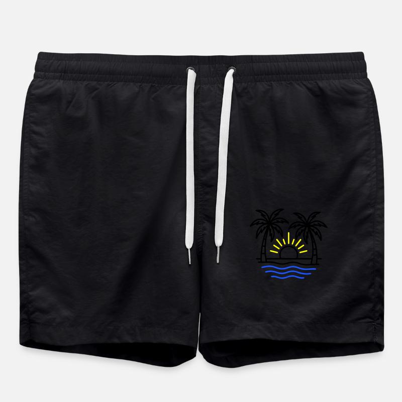 Summer Palm Trees Beach - Swim Trunks - black