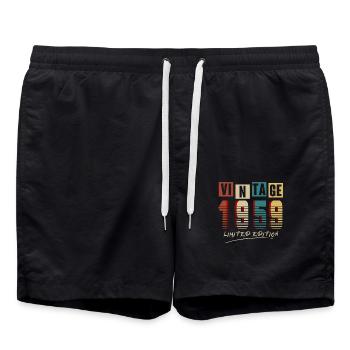 Vintage 1959: Limited Edition - 66th Anniversary. - Swim Trunks - black - Front - AI Model Male 185 light (185cm)