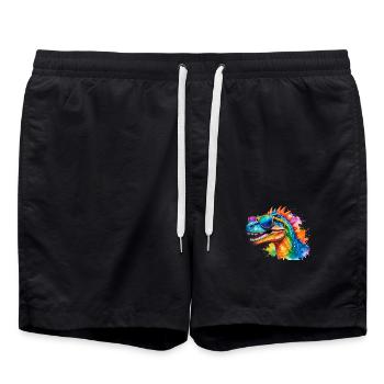 Dinosaurier, LGTB,Regenbogen, Sonnenbrille, bunt - Badeshorts - Schwarz - Vorne - AI Model Male 185 light (185cm)