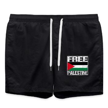 Free Palestine Flagge - Badeshorts - Schwarz - Vorne - AI Model Male 185 light (185cm)