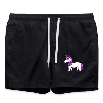 Einhorn Mädchen Hübsch Freundlich Cartoon Pferd - Badeshorts - Schwarz - Vorne - AI Model Male 185 light (185cm)