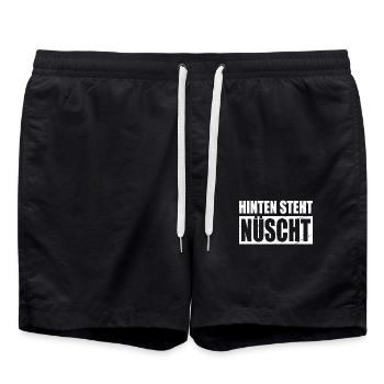 Hinten Steht Nüscht Auch Wat Nichts Berlinerisch - Badeshorts - Schwarz - Vorne - AI Model Male 185 light (185cm)