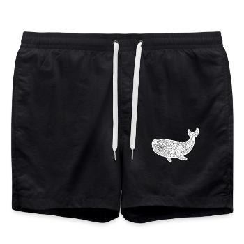 Grosser schwimmender Wal Vintage Meerestier - Badeshorts - Schwarz - Vorne - AI Model Male 185 light (185cm)