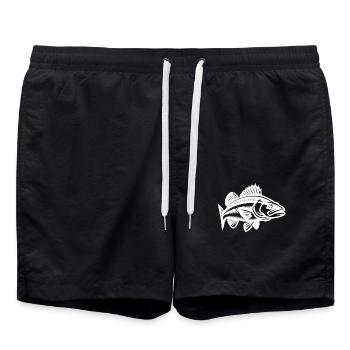Eleganter Zander Fisch - Badeshorts - Schwarz - Vorne - AI Model Male 185 light (185cm)