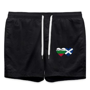 Bulgarien Schottland Flagge Herz used - Badeshorts - Schwarz - Vorne - AI Model Male 185 light (185cm)