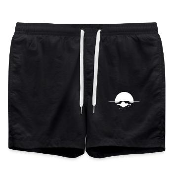 Tropische Insel im Sonnenuntergang - Badeshorts - Schwarz - Vorne - AI Model Male 185 light (185cm)