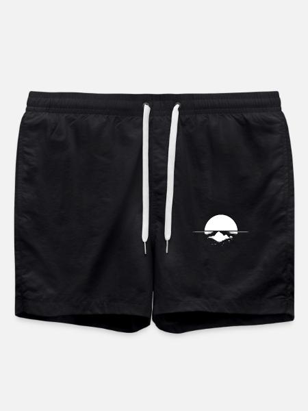 Tropical island in sunset - Swim Trunks - black
