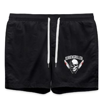 Skull Seriengriller mit Grillmessern - Badeshorts - Schwarz - Vorne - AI Model Male 185 light (185cm)