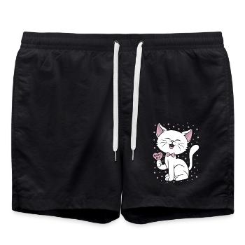 Katze Karneval Fastnacht Fasching Konfetti bitte - Badeshorts - Schwarz - Vorne - AI Model Male 185 light (185cm)
