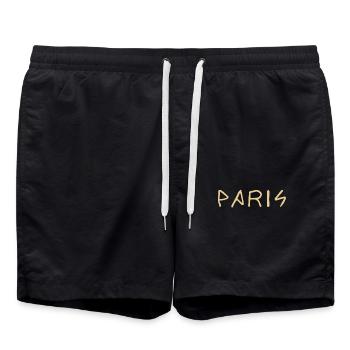 Paris Schriftzug Geschenk Geschenkidee - Badeshorts - Schwarz - Vorne - AI Model Male 185 light (185cm)