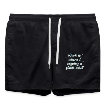 Work Is Where I Cosplay A Stable Adult - Badeshorts - Schwarz - Vorne - AI Model Male 185 light (185cm)