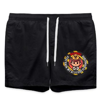 WARNING! STAY BACK, MY ATTITUDE IS BIOHAZARD - Swim Trunks - black - Front - AI Model Male 185 light (185cm)