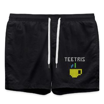 Gaming Teetris Pixel Retro Vintage Game Funny - Swim Trunks - black - Front - AI Model Male 185 light (185cm)