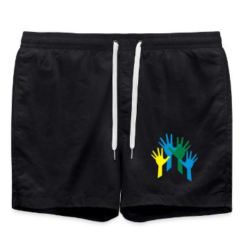 Viele Hände als Zeichen für ein Team - Badeshorts - Schwarz - Vorne - AI Model Male 185 light (185cm)