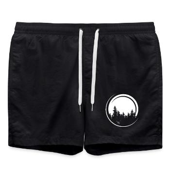Symbole de forêt lunaire Logo du symbole de la forêt de sapin - Short de bain - noir - Devant - AI Model Male 185 light (185cm)