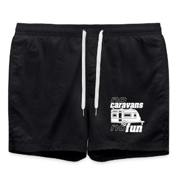 Caravane, camping, chemise amusante, caravane amusante. (25) - Short de bain - noir - Devant - AI Model Male 185 light (185cm)