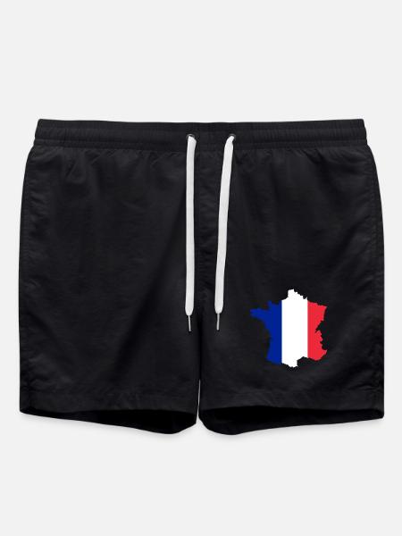 Drapeau de la carte de France ✅ Drapeau de la carte de France ✔ - Short de bain - noir
