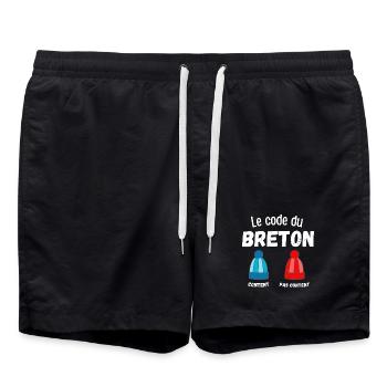bretagne, bretagne humour, je suis Breton - Short de bain - noir - Devant - AI Model Male 185 light (185cm)
