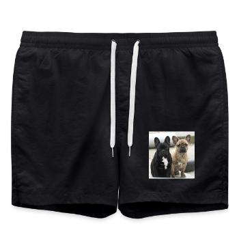 Deux Français Bulldogs - Short de bain - noir - Devant - AI Model Male 185 light (185cm)