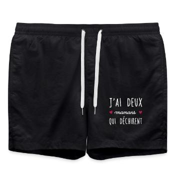 J'ai deux mamans qui déchirent - Short de bain - noir - Devant - AI Model Male 185 light (185cm)