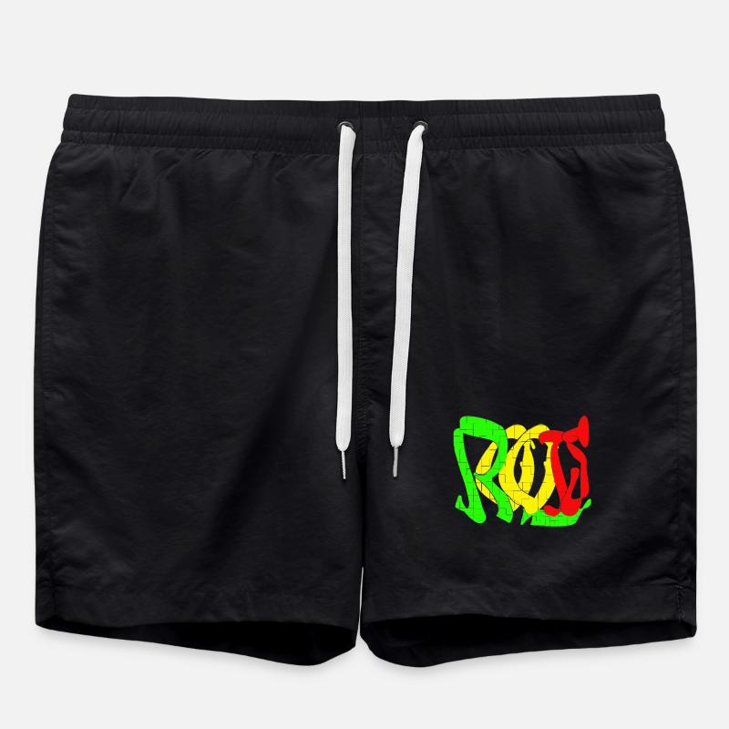Rasta Farbblock Muster - Badeshorts - Schwarz