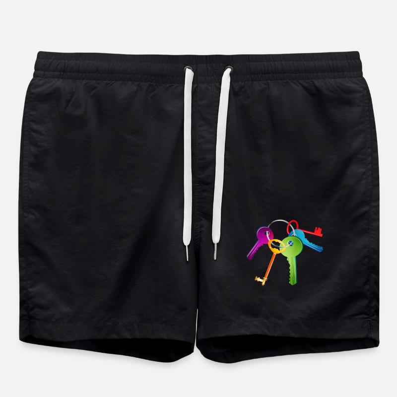 Brightly coloured keychain with key - Swim Trunks - black