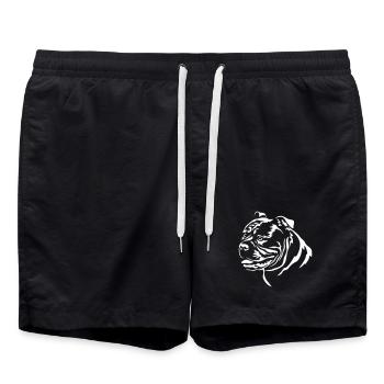 Old English Bulldog Kopf "Black Edition" - Badeshorts - Schwarz - Vorne - AI Model Male 185 light (185cm)