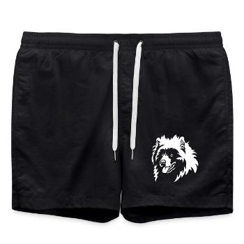 Samojede Kopf "Black Edition" - Badeshorts - Schwarz - Vorne - AI Model Male 185 light (185cm)