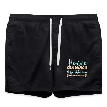 Homme sandwich disponible pour les petites faims - Short de bain - noir - Devant - AI Model Male 185 light (185cm)