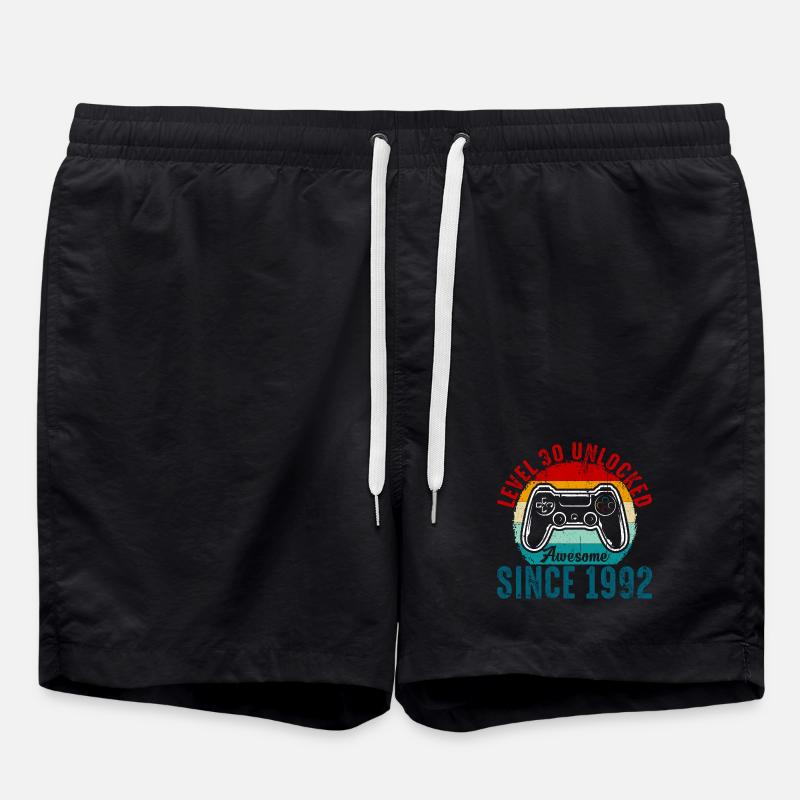 T-shirt Contrôleur Rétro Débloqué Niveau 30 - Short de bain - noir