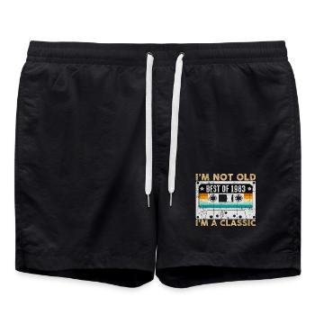 Not Old Best of 1983 Classic Kassette - Badeshorts - Schwarz - Vorne - AI Model Male 185 light (185cm)