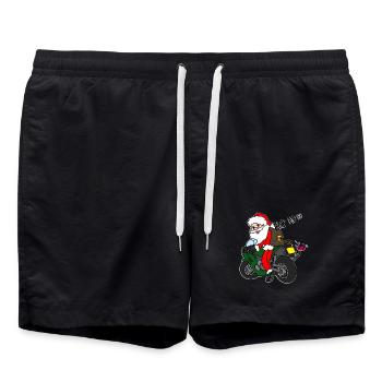Père Noël de Noël à moto avec des cadeaux - Short de bain - noir - Devant - AI Model Male 185 light (185cm)