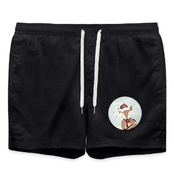 goldiger Fuchs für Weihnachten mit Zuckerstange - Badeshorts - Schwarz - Vorne - AI Model Male 185 light (185cm)