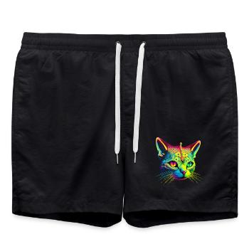 Chat extraterrestre - Short de bain - noir - Devant - AI Model Male 185 light (185cm)
