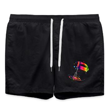 Hand mixer in bright rainbow colours - Swim Trunks - black - Front - AI Model Male 185 light (185cm)