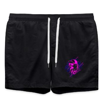 Chat cool avec des écouteurs - Short de bain - noir - Devant - AI Model Male 185 light (185cm)