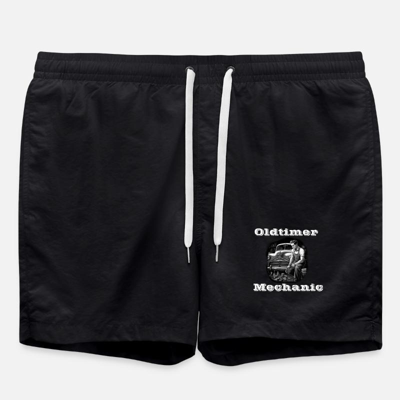 Oldtimer Mechanic white - Swim Trunks - black