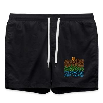 Strange landscape - Swim Trunks - black - Front - AI Model Male 185 light (185cm)
