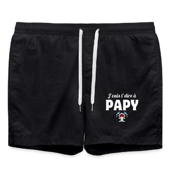 papy, grand-père, papi, j'vais le dire - Short de bain - noir - Devant - AI Model Male 185 light (185cm)