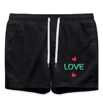 NOËL. ANNEE. ANNIVERSAIRE. RETRAITE. FÊTE. COEUR. - Short de bain - noir - Devant - AI Model Male 185 light (185cm)