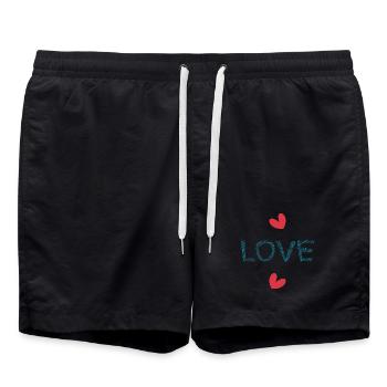 CHRISTMAS. YEAR. ANNIVERSARY. RETIREMENT. FEAST. HEART. - Swim Trunks - black - Front - AI Model Male 185 light (185cm)