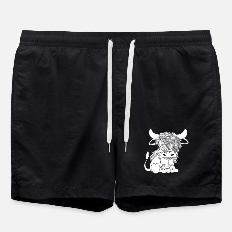 White long-haired cow - Swim Trunks - black