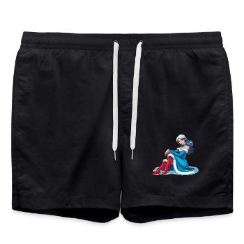 Ded Moroz Snegourotchka, Père Noël russe - Short de bain - noir - Devant - AI Model Male 185 light (185cm)