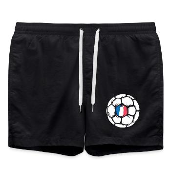 Championnats d’Europe de France de handball par équipe Icône du ballon par équipe - Short de bain - noir - Devant - AI Model Male 185 light (185cm)