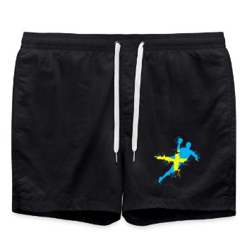 Handball Team Schweden Wurf Explosion EM Logo icon - Badeshorts - Schwarz - Vorne - AI Model Male 185 light (185cm)