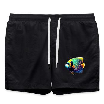 Kaiser-Engelsfisch - Badeshorts - Schwarz - Vorne - AI Model Male 185 light (185cm)