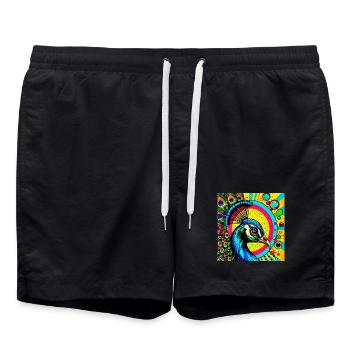 Paon Pop Art - Short de bain - noir - Devant - AI Model Male 185 light (185cm)